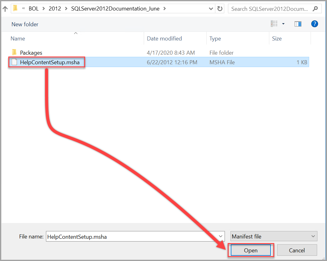 Buka file SQL Server 2012 Help Content Setup.msha