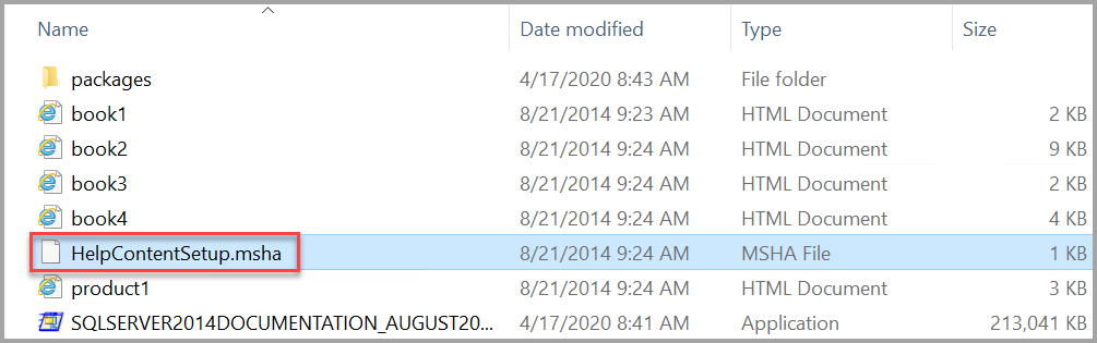 File penyiapan dokumentasi Bantuan SQL Server 2014