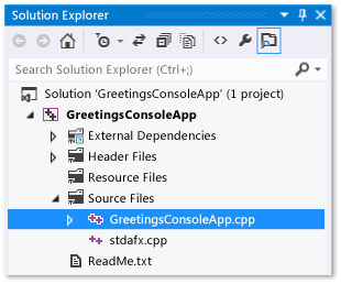 Files for the solution in Solution Explorer