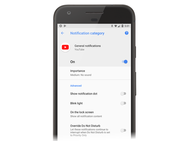 Layar pemberitahuan umum untuk aplikasi YouTube