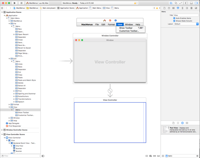 Mengklik dua kali file papan cerita untuk mengedit UI di Xcode.