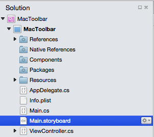 Membuka Main.storyboard di Solution Pad