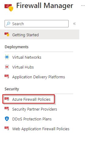 Contoh cuplikan layar mengelola kebijakan firewall Azure melalui Microsoft Defender untuk Cloud.