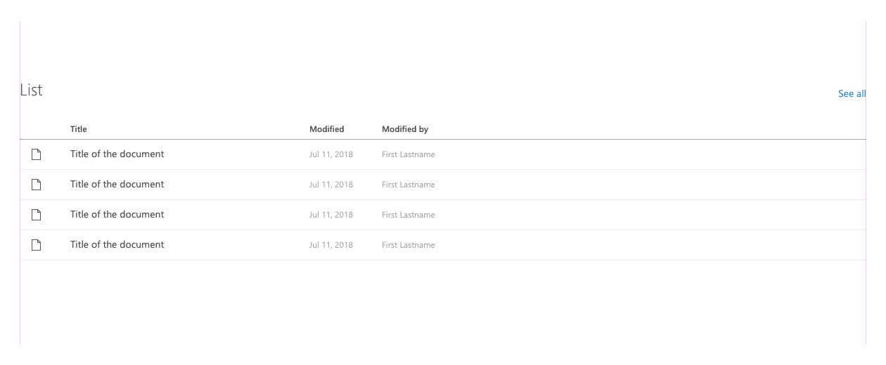 Animated gif showing the List layout reflowing across breakpoints