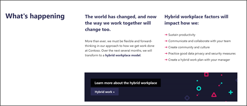 Image of the text web parts and call to action web part