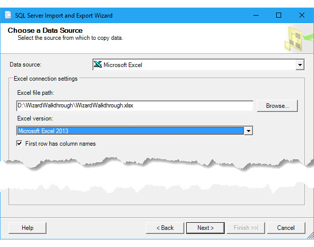 Pilih sumber data Excel