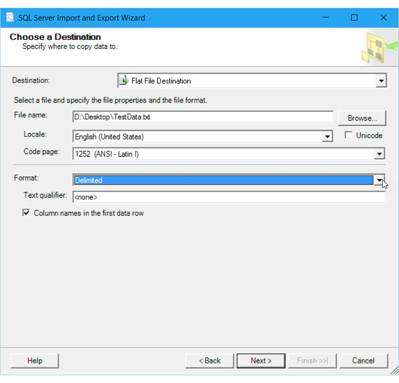 Menyambungkan ke tujuan file datar