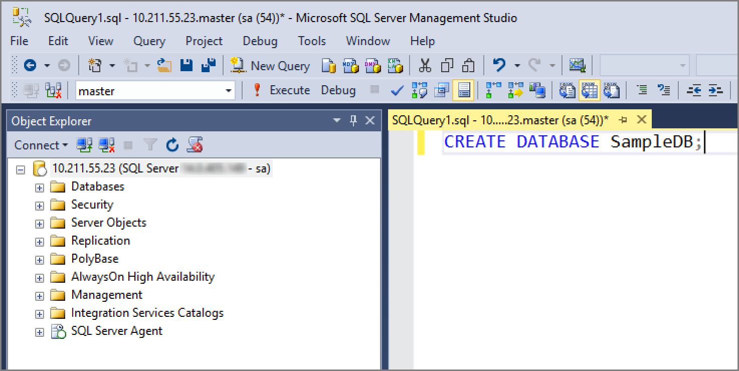 Membuat database SampleDB