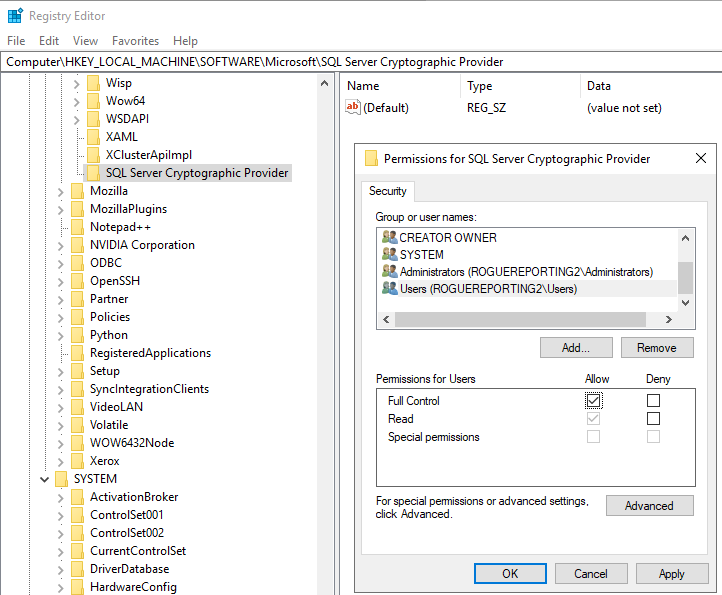 Cuplikan layar kunci registri EKM di Editor Registri.