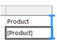 Cuplikan layar bidang Produk dalam tabel.