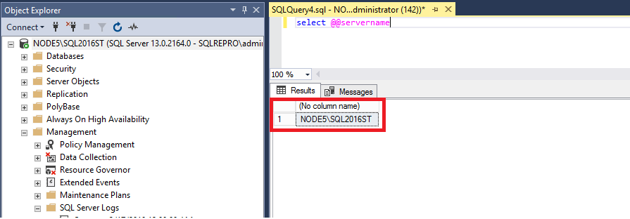 Mengkueri nama SQL Server