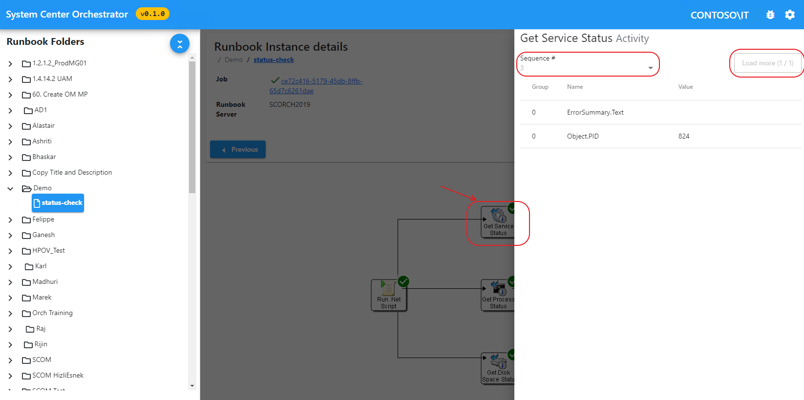 Cuplikan layar memperlihatkan detail instans.