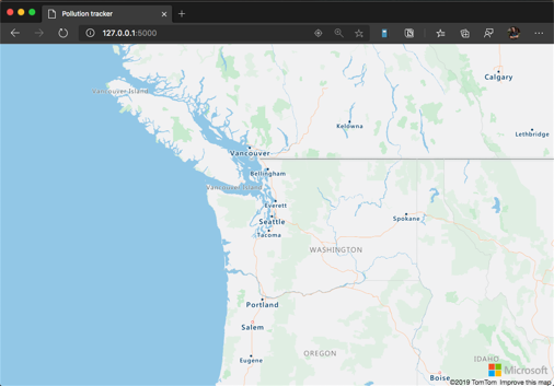 Screenshot of the map running in the Microsoft Edge web browser.