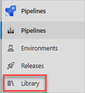 Cuplikan layar menu Azure DevOps yang menampilkan opsi Perpustakaan dibagian Azure Pipeline.