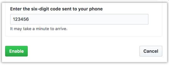 Cuplikan layar kode SMS.