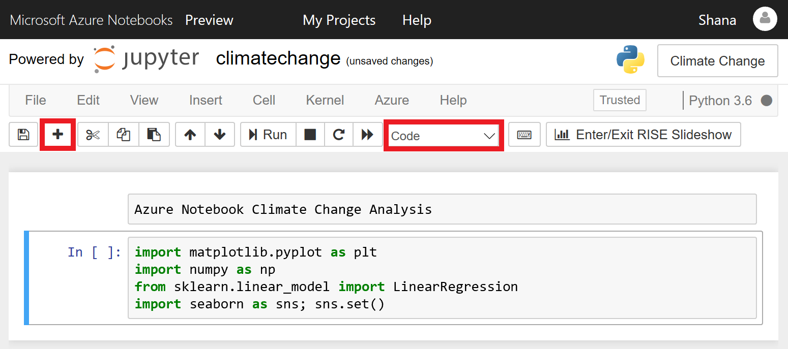 Menambahkan sel kode.