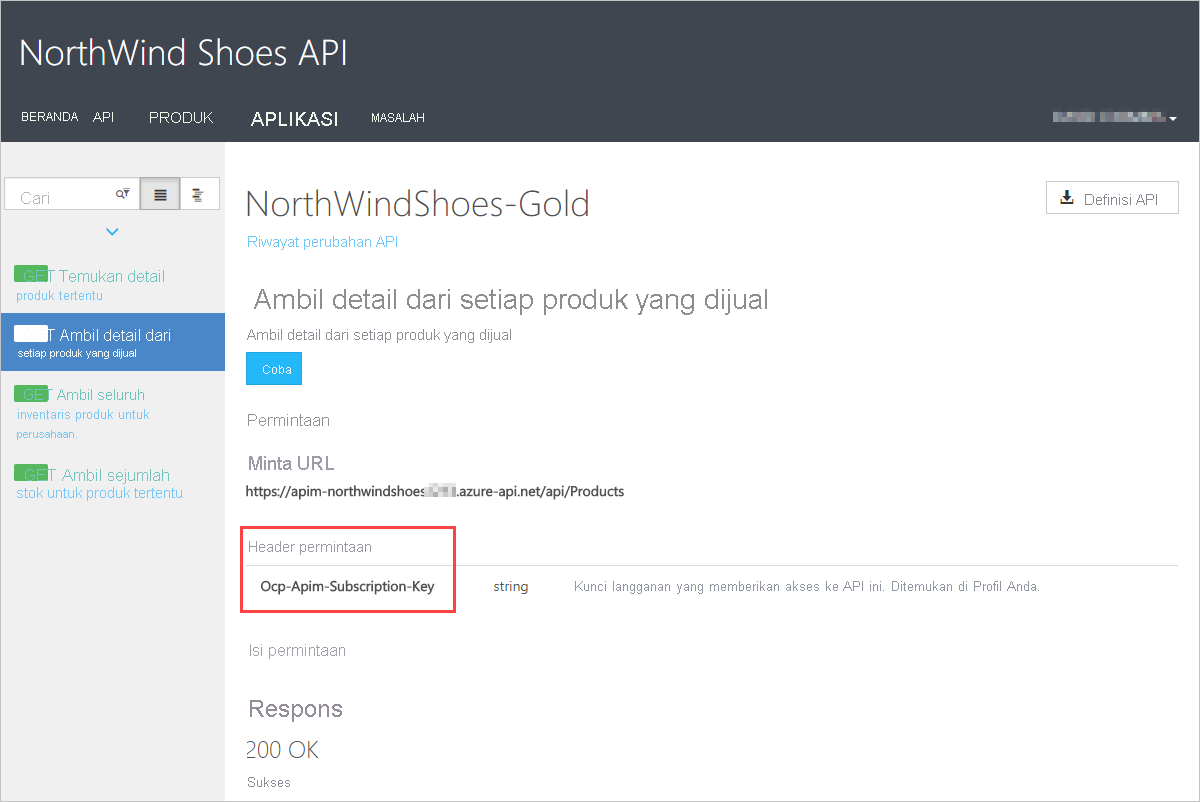 Screenshot that shows how to call your API from developer portal.