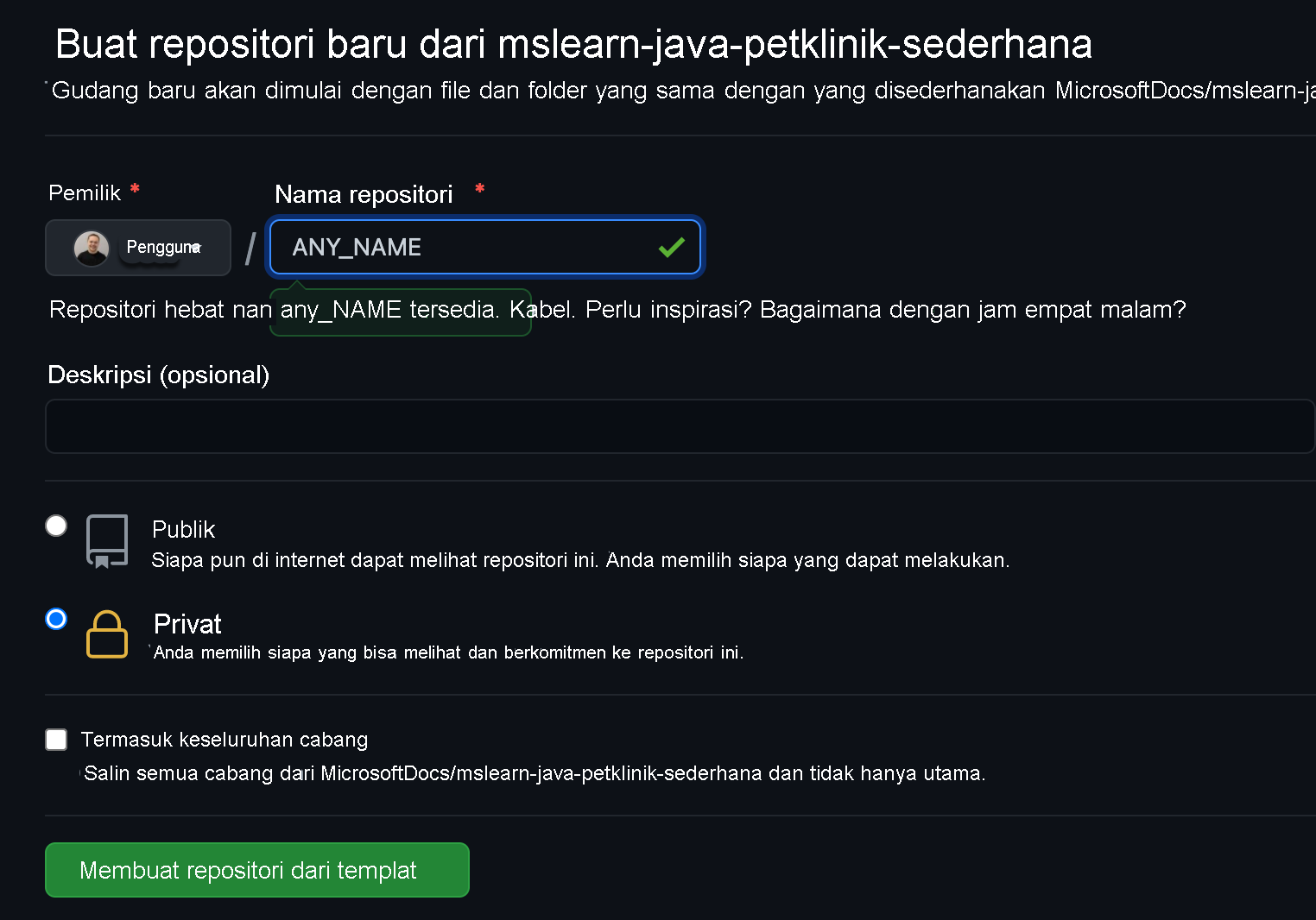 Cuplikan layar tombol 
