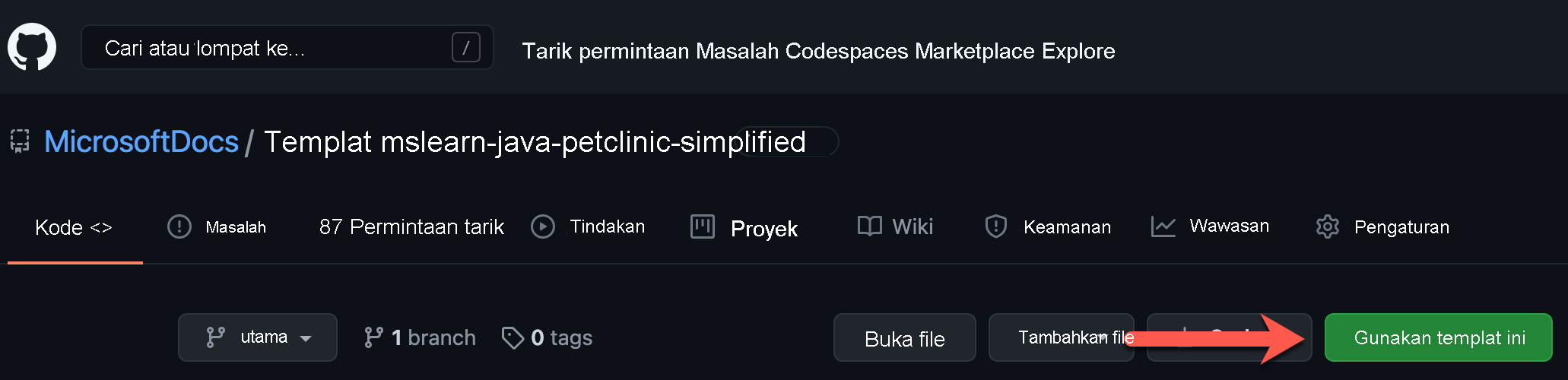 Cuplikan layar tombol 