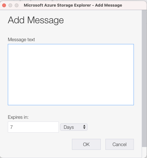 Screenshot that shows the selection for adding a message on the queue.