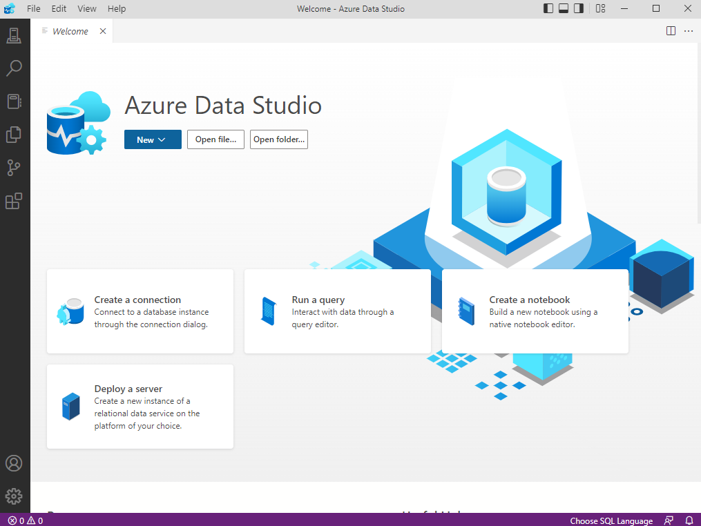 Screenshot of the process of starting and loading Azure Data Studio.