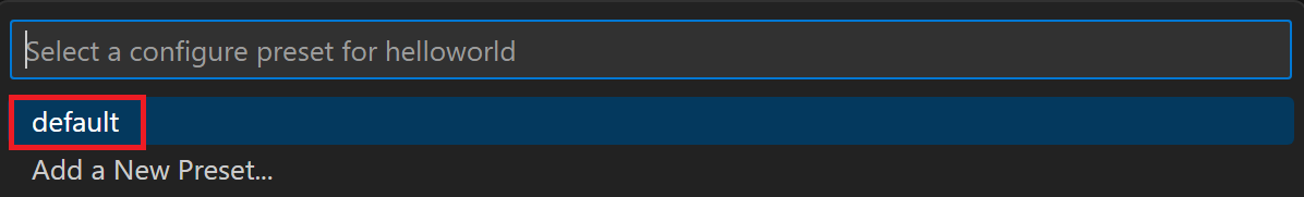 Memilih prasetel dalam perintah build CMake di Visual Studio Code