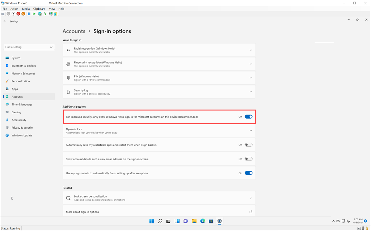 Disable Require Windows Hello sign-in Win 11