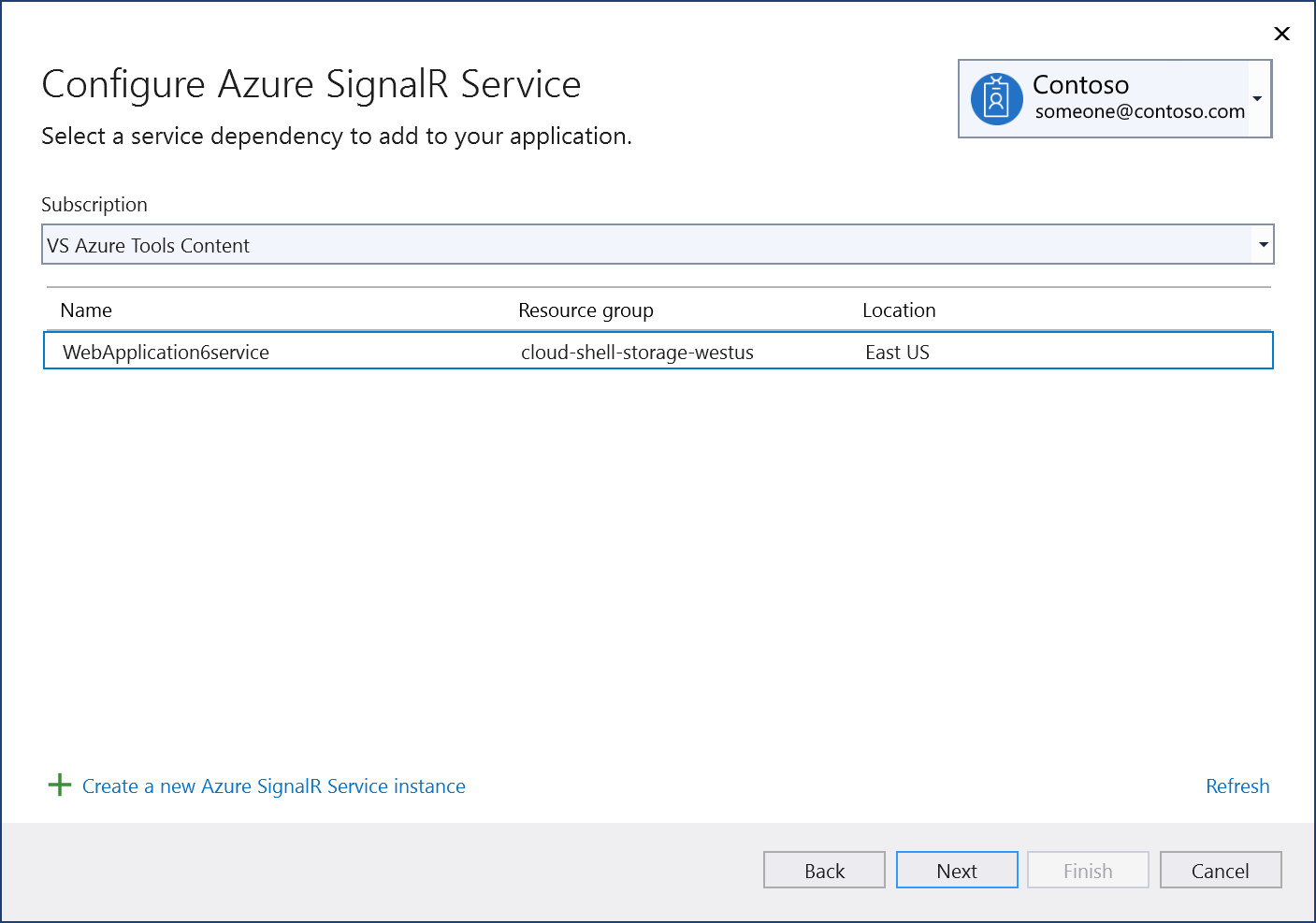 Menambahkan Azure SignalR dengan menggunakan Connected Services ...