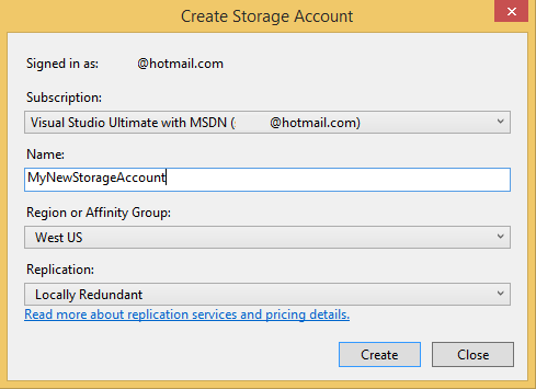 Buat akun Azure Storage