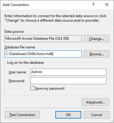 Tambahkan Koneksi File database Access