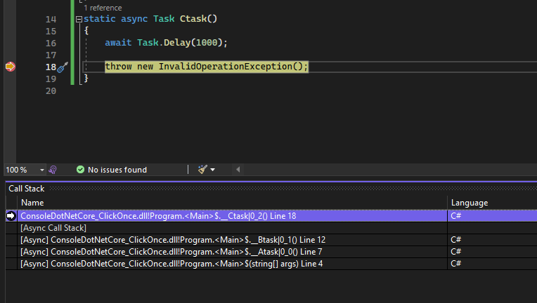 Alat bantu pengecualian dengan stack panggilan