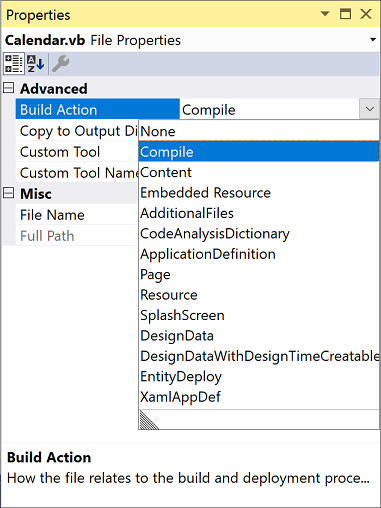 Membuat tindakan untuk file di Visual Studio