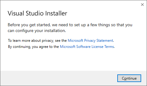 Cuplikan layar memperlihatkan Ketentuan Lisensi Microsoft dan Pernyataan Privasi.