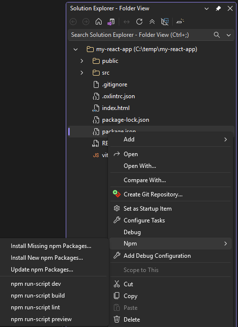 menu npm di Penjelajah Solusi