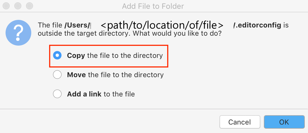 Tambahkan file ke opsi dialog folder