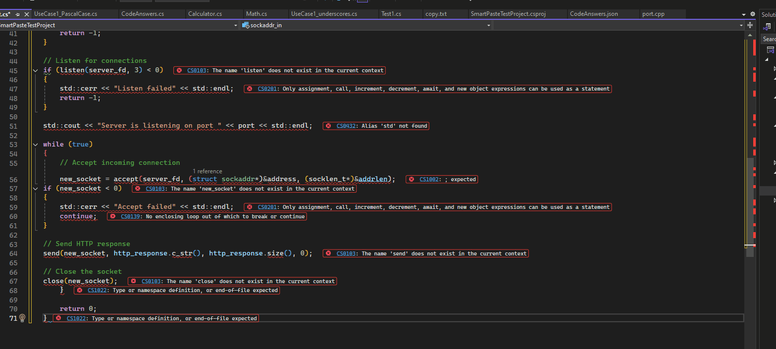 Video memperlihatkan tempel adaptif yang menerjemahkan kode C++ ke C# selama tempel