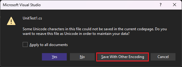 Pilih pengodean file