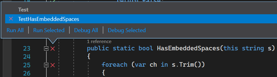 Opsi Pengujian Unit Langsung untuk pengujian yang gagal