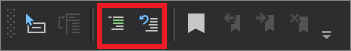 Tombol Komentar dan tombol Batalkan Komentar di toolbar IDE