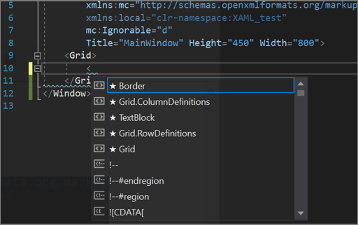 Daftar IntelliCode untuk editor teks XAML