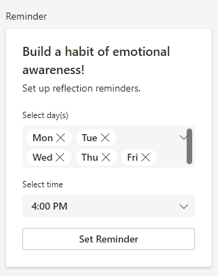 Screenshot that shows Reflect reminders.