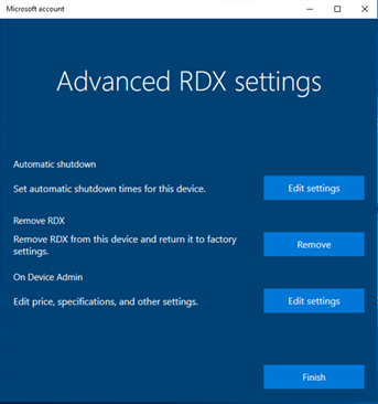 Cuplikan layar RDX: Pengaturan RDX Tingkat Lanjut