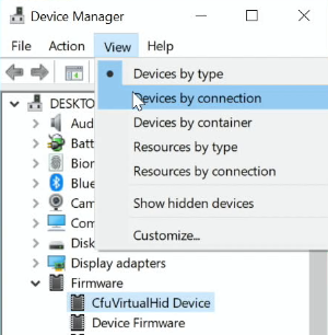 CfuVirtualHid melihat perangkat dengan koneksi.