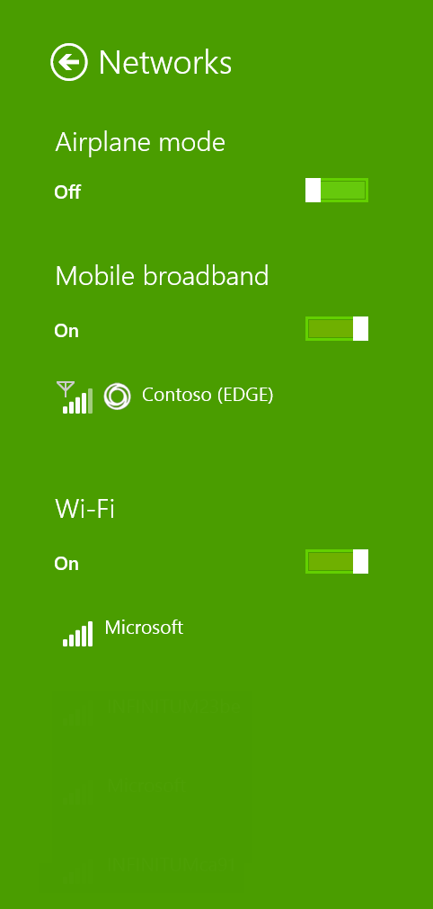 Cuplikan layar memulai aplikasi broadband seluler menggunakan Windows Pengelola Sambungan.