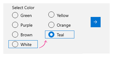 Contoh navigasi keyboard horizontal dengan fokus pada item terakhir dalam kolom