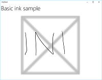 Cuplikan layar InkCanvas dengan satu goresan dihapus.