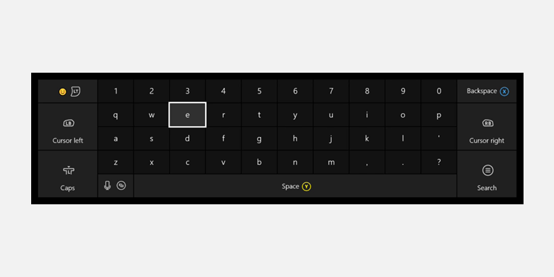 Cuplikan layar Keyboard Di Layar Xbox One.