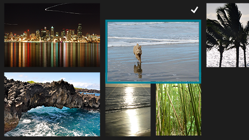 cuplikan layar memperlihatkan animasi untuk pilihan.