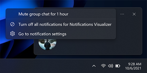 Toast dengan menu konteks