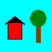 ilustrasi yang digunakan sebagai dasar ilustrasi lain dalam topik ini: rumah dan pohon di latar belakang dan berpusat di persegi panjang